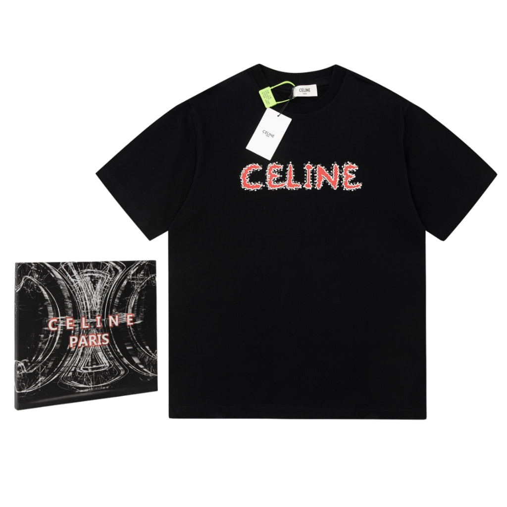 Camiseta Celine Logobrand Strass Black