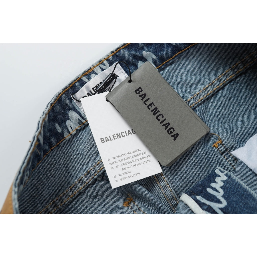 Pantaloni Balenciaga Jeans Logobrand Albastru